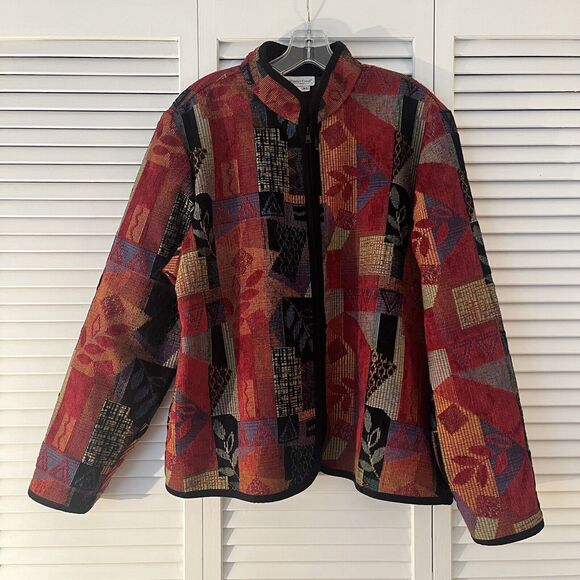 Coldwater Creek Jackets & Blazers - Coldwater Creek Vintage Brocade Jacquard abstract print jacket size XL, retro